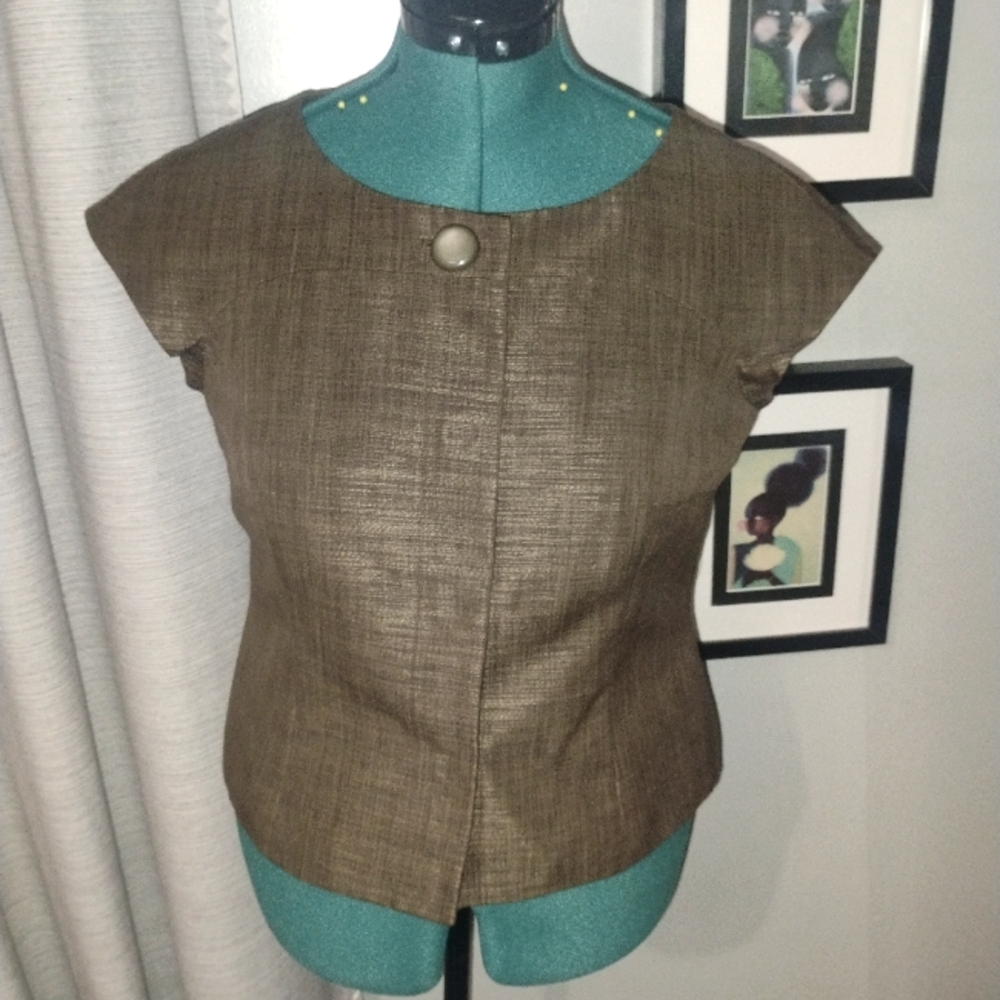 Anne Klein Bronze Cap Sleeved Blazer Sz 10 - Picture 14 of 14